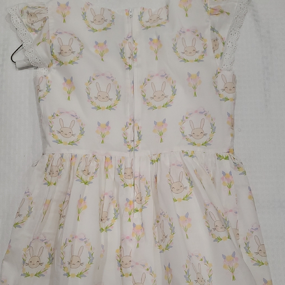 Place Girls Fit and Flare Bunny Casual Easter Dress with Flutter Sleeves Size 10 - Picture 9 of 14